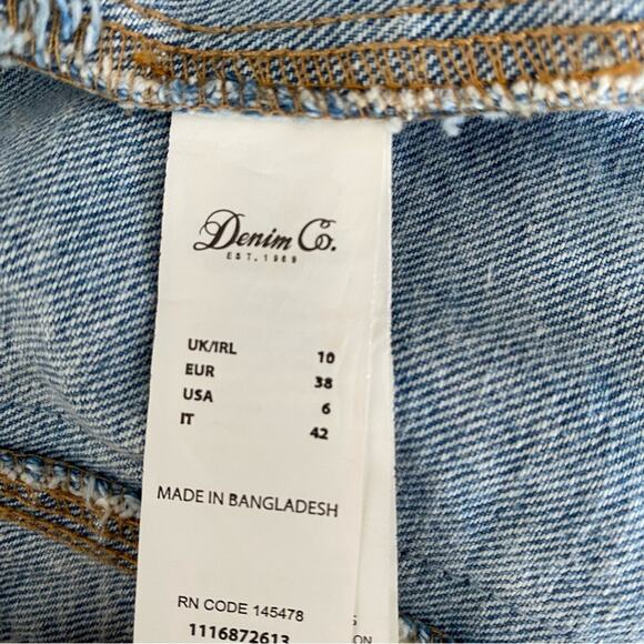 Denim Co Embroidered Denim Jean Jacket Fringe Boho Festival size 6 Sequins - Picture 6 of 10